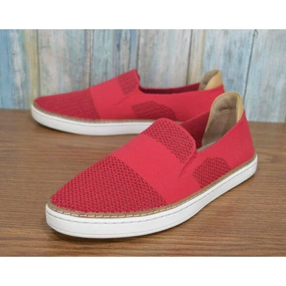 UGG Sammy Chevron Sneakers Women's 9 Red Slip On Knit Walking Shoes 1016758 - Picture 2 of 11